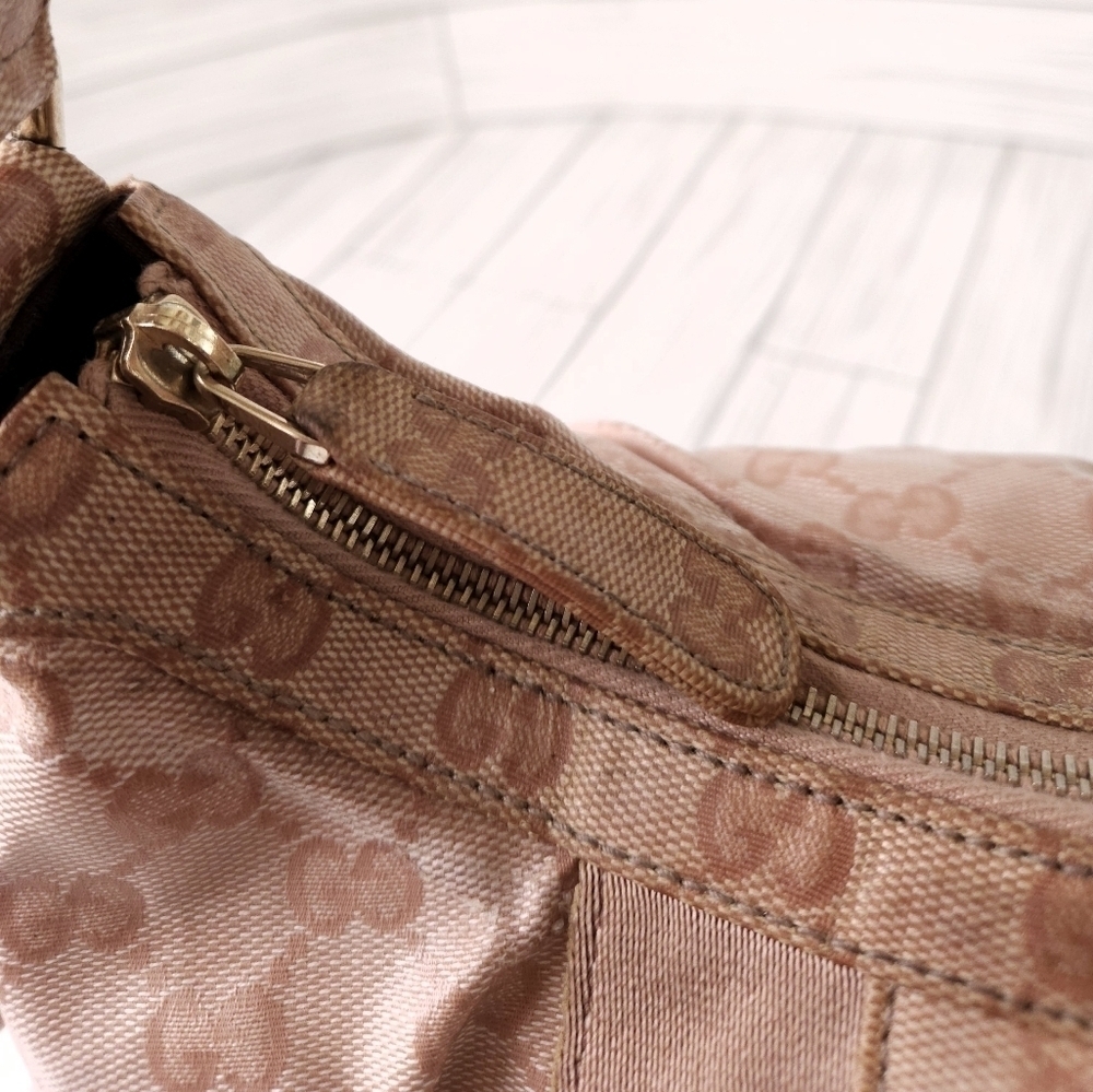 Gucci Blush Beige GG Monogram Hobo with Gold Accent - Picture 10 of 16